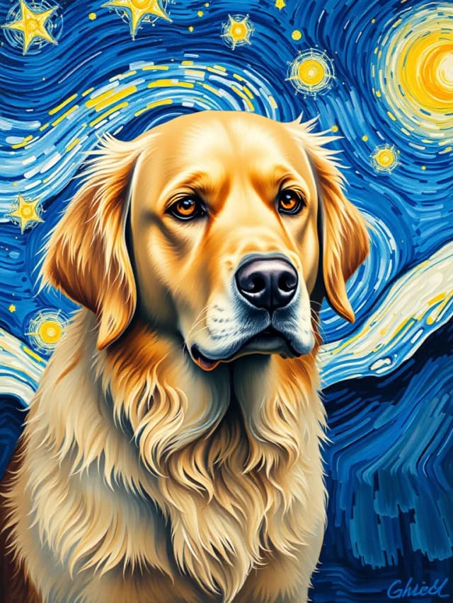 Cachorro no estilo Van Gogh